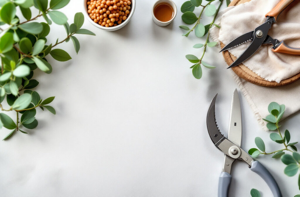 Outillage du fleuriste : sécateurs, couteaux, ciseaux