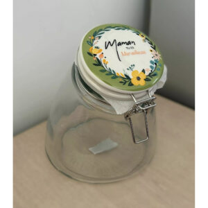 Bocal vase en verre vert avec fermeture pour compositions florales professionnelles Ponchon Imports
