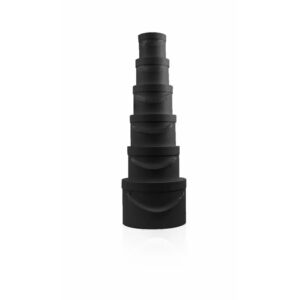 Set de 6 boîtes à chapeau gigognes noires plastifiées pour emballage de compositions florales professionnelles