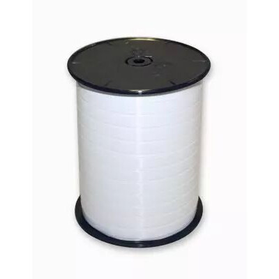 Bobine de bolduc satiné blanc 7mm pour fleuriste FRANCE RIBBONS 500 mètres