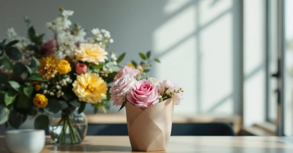 Bouquet champetre aux fleurs sauvages et herbes folles, composition naturelle et déstructurée