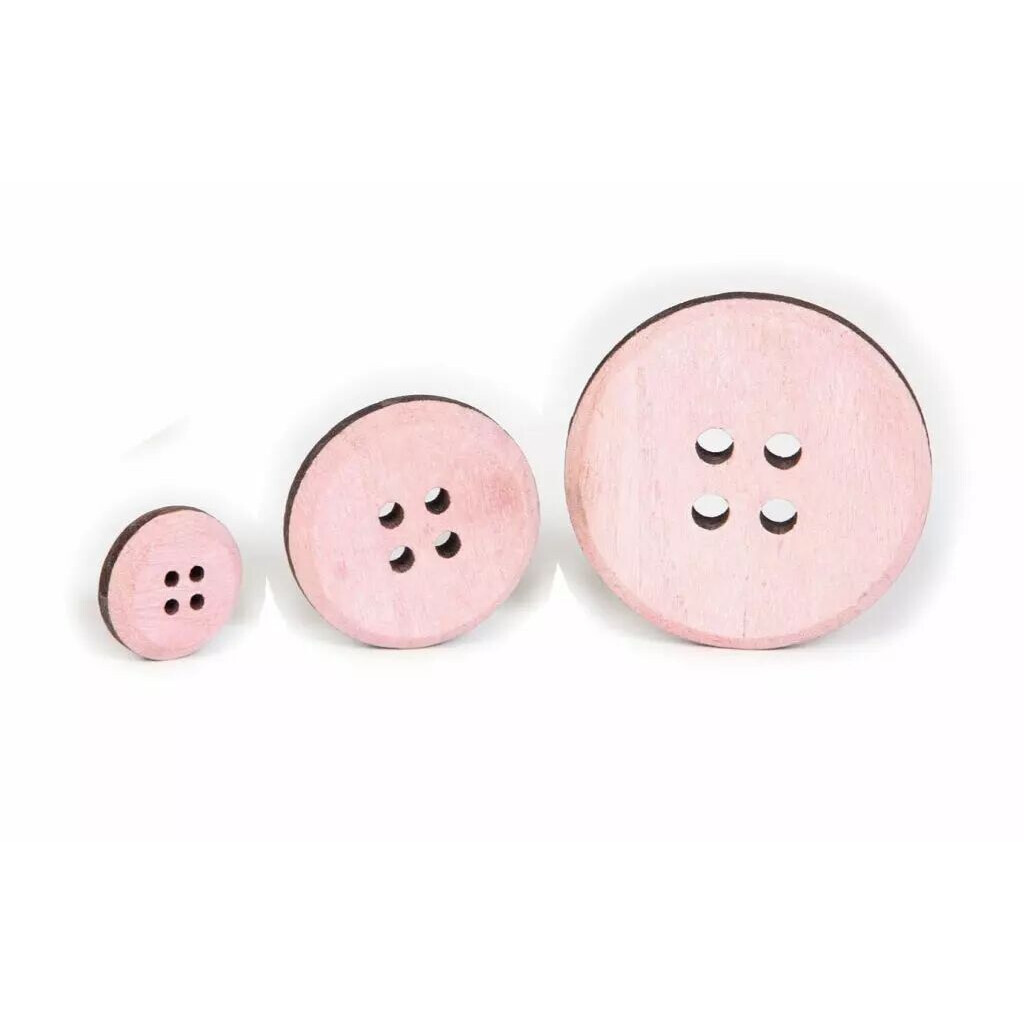 Boutons en bois rose assortis diamètre 3 à 7 cm PIOVACCARI pour décoration florale et compositions de fleuriste