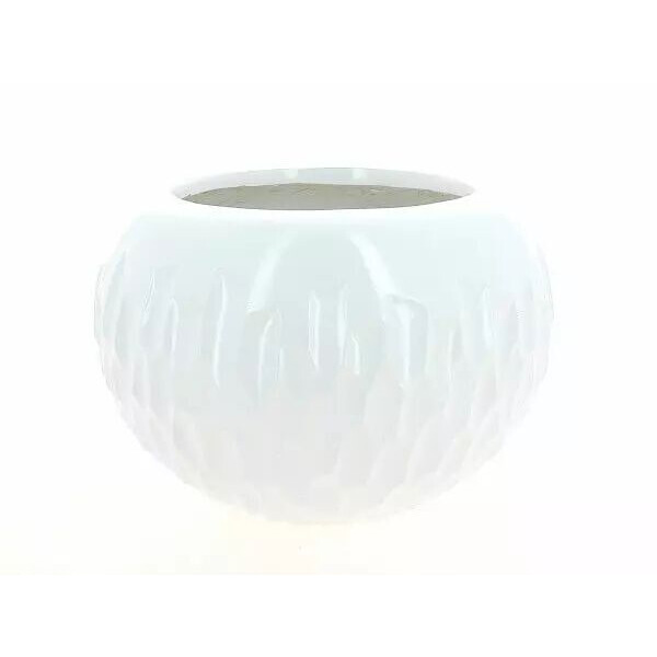 Cache-pot boule blanc en polyrésine pour fleuriste, diamètre 24,5 cm avec ouverture pour compositions florales