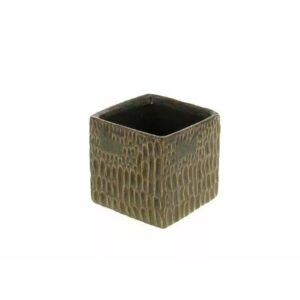 Cache-pot carré en céramique gris 7x7 cm pour fleuriste et composition florale
