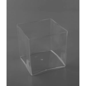 Cache pot carré transparent en plastique rigide BEREL 14x14 H15 cm pour compositions florales professionnelles fleuristes