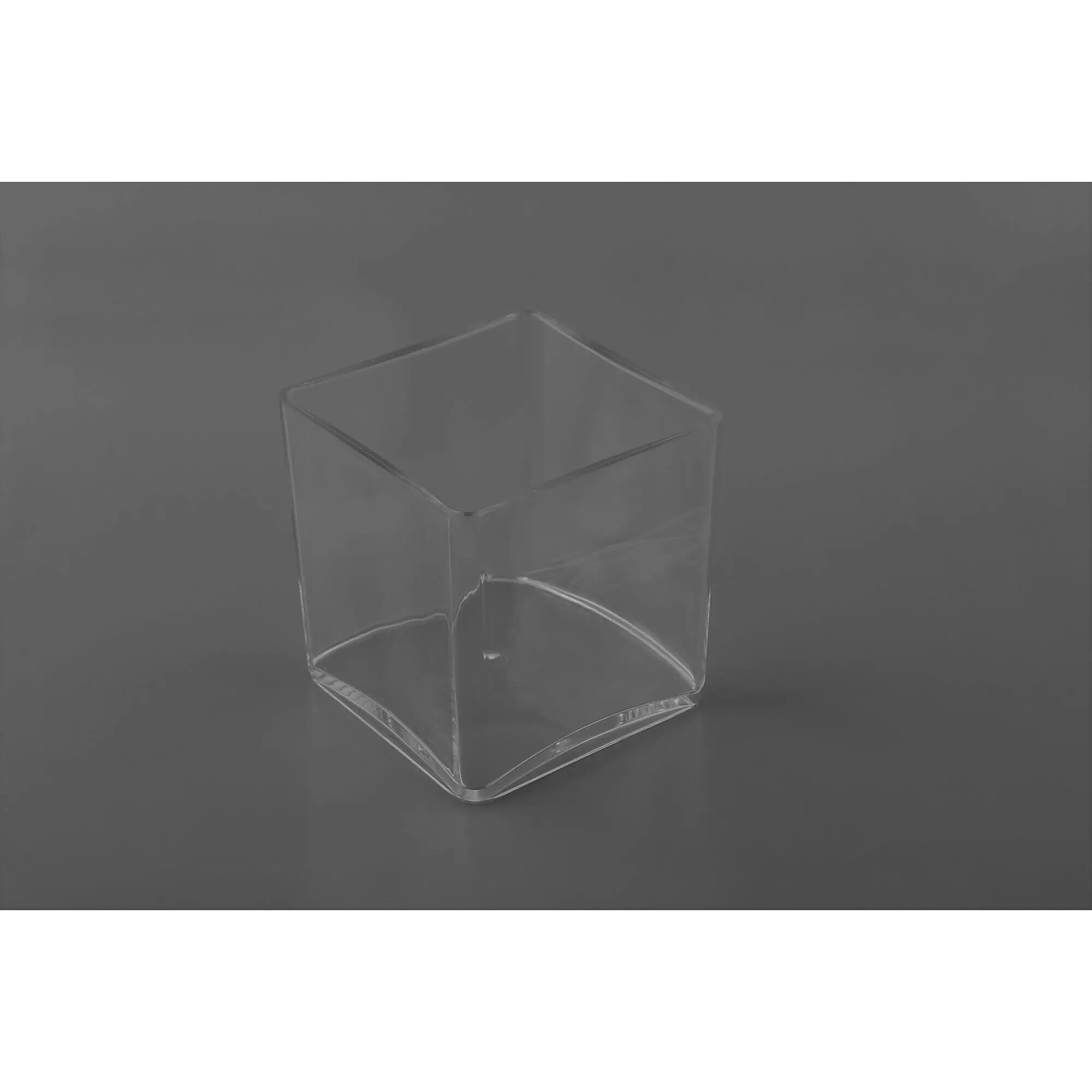 Cache-pot carré transparent 9x9 cm hauteur 10 cm en plastique rigide pour compositions florales professionnelles