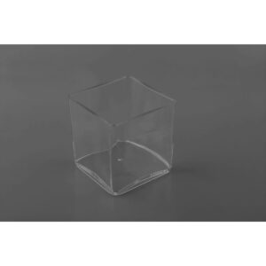 Cache-pot carré transparent BEREL 9x9 cm hauteur 10 cm en plastique rigide pour compositions florales professionnelles
