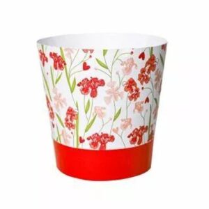Cache-pot en carton rouge Mummy avec insert plastique biosourcé pour compositions florales professionnelles