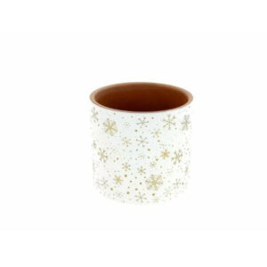 Cache-pot céramique blanc Flocon rond 10 cm pour compositions florales professionnelles