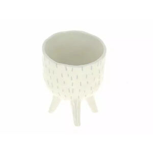 Cache-pot céramique bleu design incliné sur pieds pour compositions florales professionnelles fleuristes