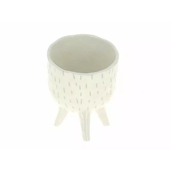 Cache-pot céramique bleu design incliné sur pieds pour compositions florales professionnelles fleuristes