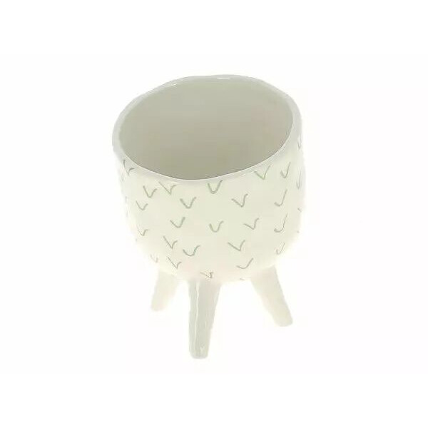 Cache-pot céramique vert incliné sur pieds pour fleuriste et compositions florales professionnelles
