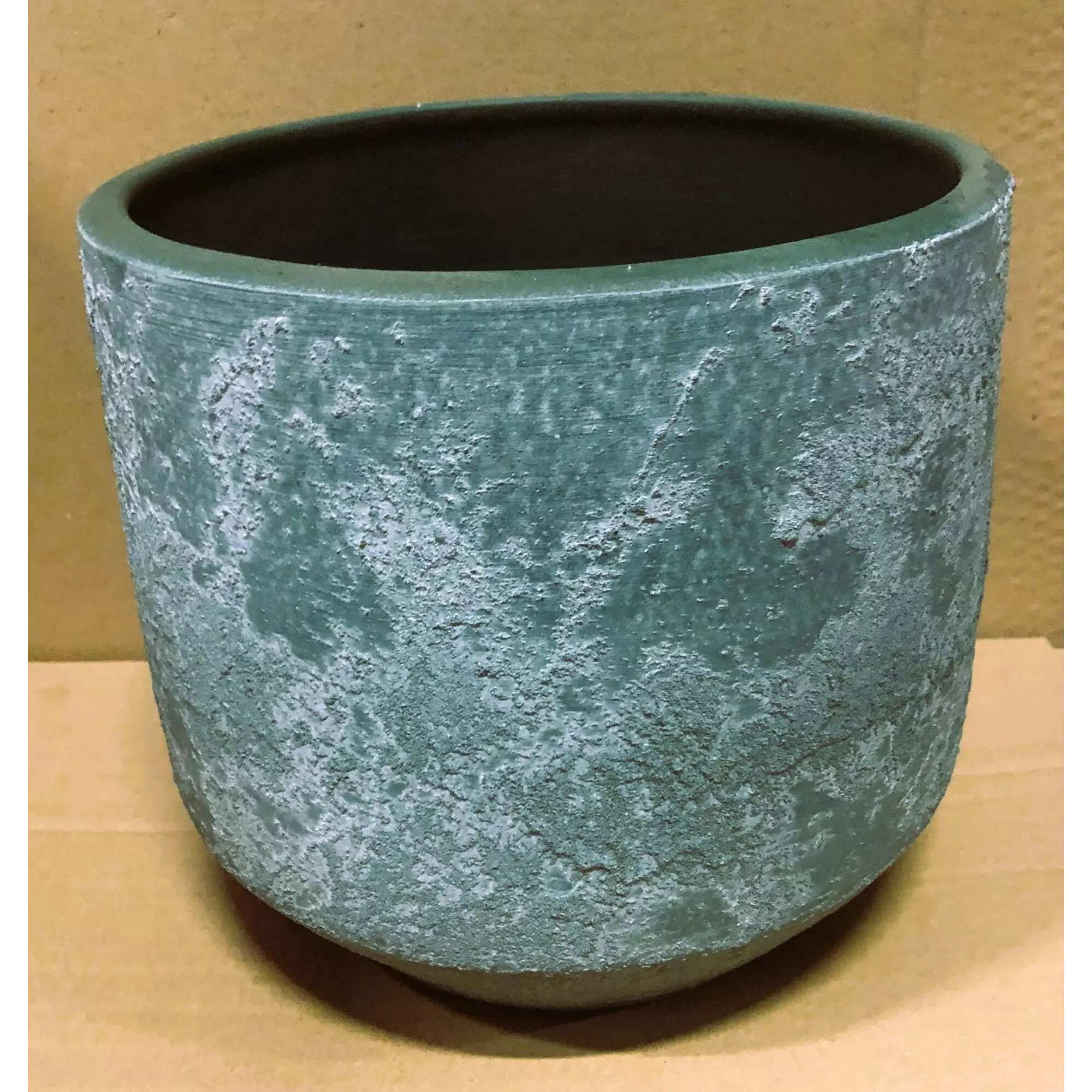 Cache pot rond en céramique vert sauge Vénus pour fleuriste, diamètre 17 cm hauteur 18 cm