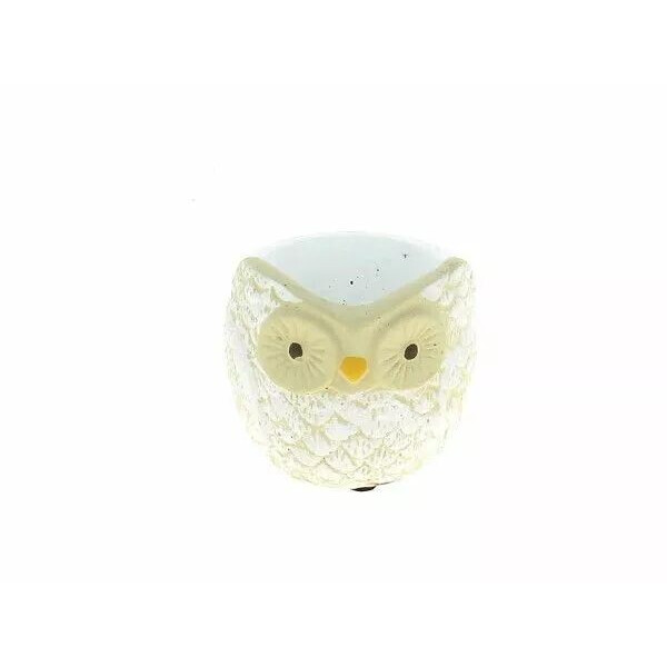 Cache-pot décoratif en ciment blanc forme hibou pour fleuriste et compositions florales miniatures
