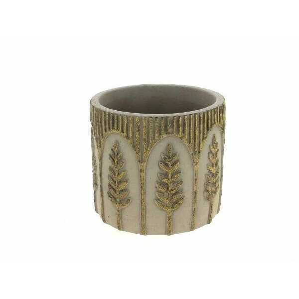 Cache pot rond en ciment taupe de 12 cm pour compositions florales professionnelles
