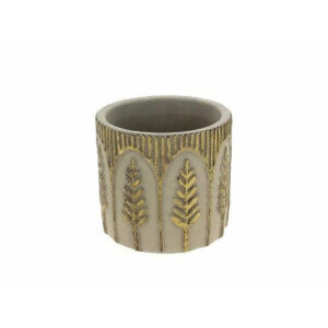 Cache-pot rond en ciment coloris taupe diamètre 9 cm hauteur 10 cm pour compositions florales professionnelles