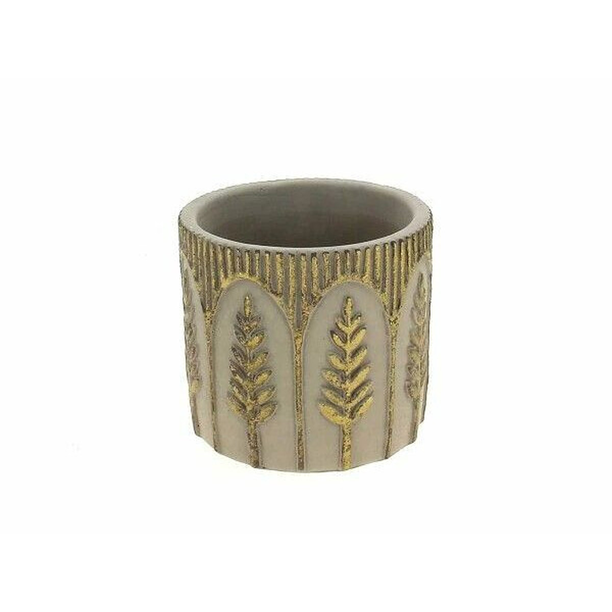 Cache-pot rond en ciment coloris taupe diamètre 9 cm hauteur 10 cm pour compositions florales professionnelles