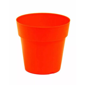 Cache-pot Kiama orange en plastique rigide diamètre 13 cm pour compositions florales professionnelles
