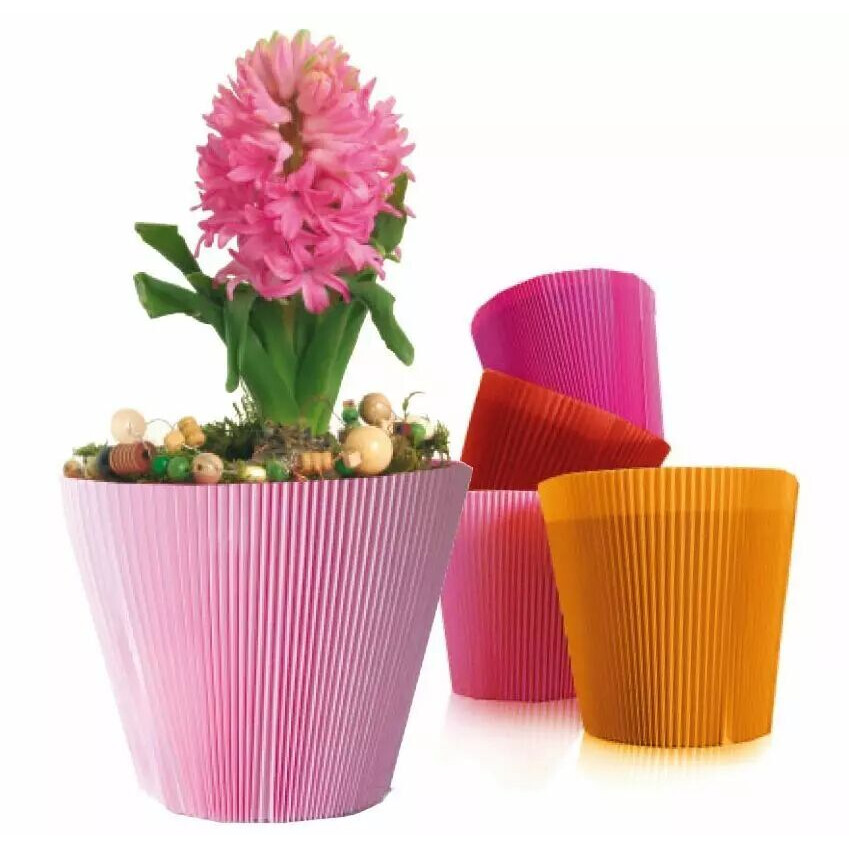 Cache-pot manchette fushia 12cm avec plissage permanent pour fleuriste et décoration événementielle, vue 2