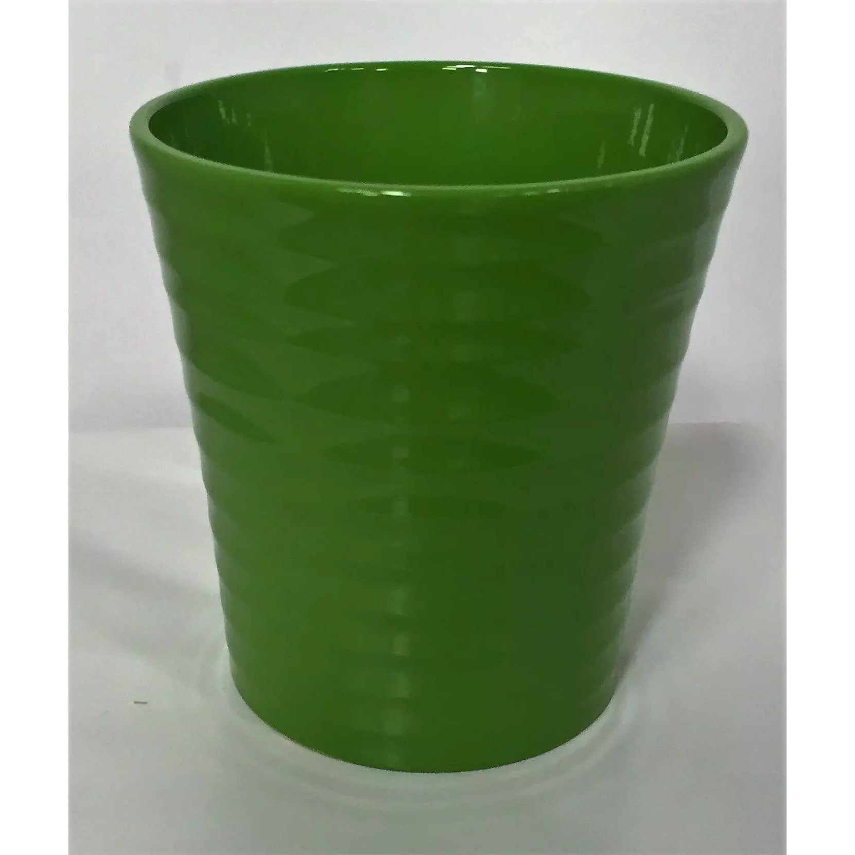 Cache-pot orchidée strié en céramique vert foncé JACARANDA diamètre 12,5 cm hauteur 13 cm pour fleuristes