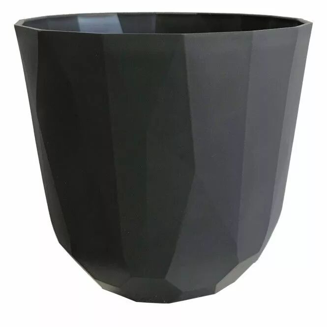 Cache-pot rond plastique Quartz couleur ardoise 13,5 cm pour compositions florales professionnelles
