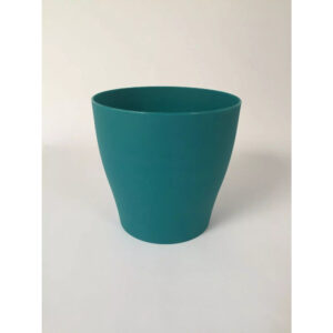 Cache-pot plastique rond vert canard pour compositions florales et plantes en pot, diamètre 11,5 cm hauteur 12 cm