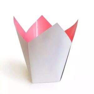 Cache-pot Stampo gris et rose pour orchidées en carton plastifié pour fleuriste