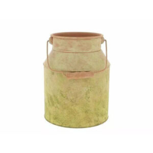 Cache-pot zinc vert en forme de brau à lait pour compositions florales fleuristes