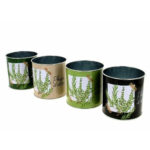 Cache pot rond en zinc décoré Plaisir d'offrir 11 cm pour compositions florales professionnelles fleuristes