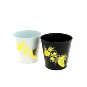 Cache-pot rond en zinc avec décoration pomme de pin pour fleuristes et compositions florales, diamètre 12,5 cm hauteur 12,5 cm