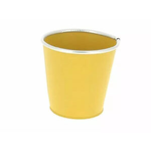 Cache-pot zinc rebord aluminium couleur moutarde mat pour orchidées et compositions florales