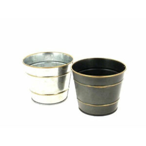 Cache-pot rond en zinc pour fleuristes diamètre 11 cm hauteur 9,5 cm coloris assortis