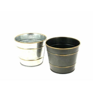 Cache-pot rond en zinc pour fleuristes diamètre 11 cm hauteur 9,5 cm coloris assortis