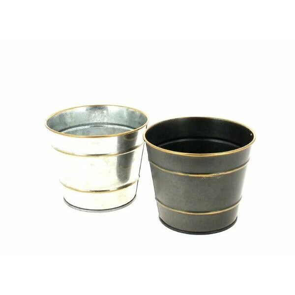 Cache-pot rond en zinc pour fleuristes diamètre 11 cm hauteur 9,5 cm coloris assortis