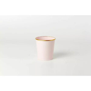 Cache-pot en zinc rose avec bordure dorée pour fleuriste, diamètre 10 cm hauteur 10 cm