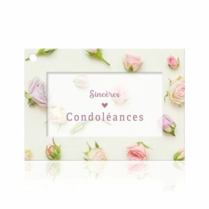 Carte de voeux Sincères Condoléances avec enveloppe format 70 x 100 mm pour fleuriste et pompes funèbres JESO CARDS