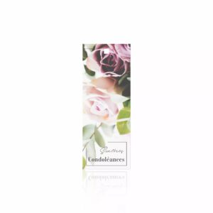 Carte de condoléances Lacrima format vertical pour fleuriste avec mention Sincères Condoléances