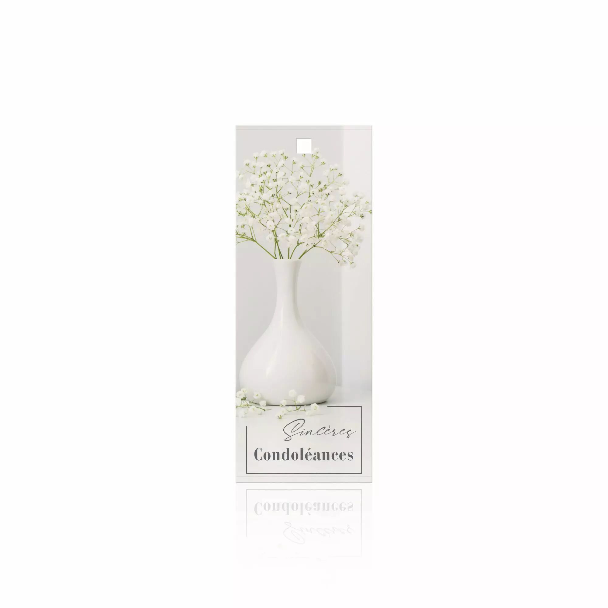 Carte de condoléances Lacrima format 48 x 125 mm pour compositions florales funéraires et bouquets de deuil par JESO CARDS
