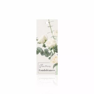 Carte de condoléances Lacrima Sincères Condoléances format 48x125mm pour fleuriste et compositions funéraires