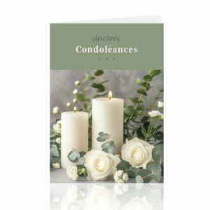 Carte de condoléances grand format avec enveloppe kraft pour fleuriste et pompes funèbres