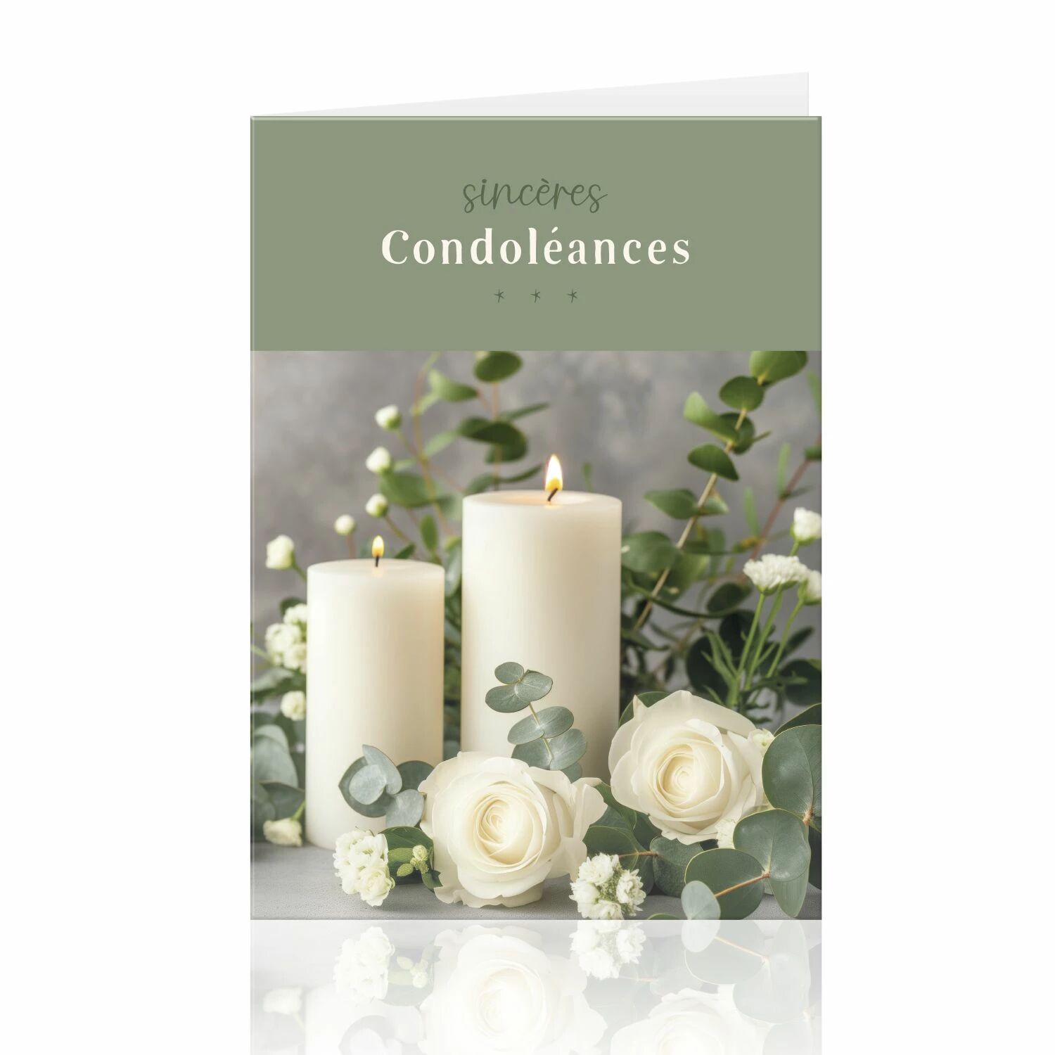 Carte de condoléances grand format avec enveloppe kraft pour fleuriste et pompes funèbres