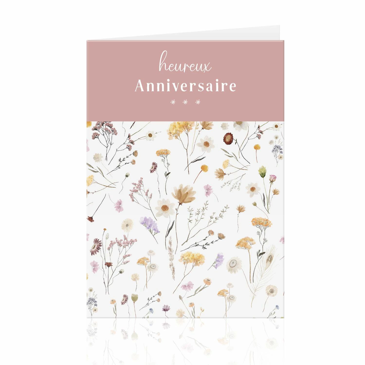 Cartes de voeux grand modèle Heureux Anniversaire avec enveloppes kraft pour fleuristes