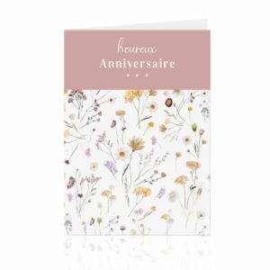 Cartes de voeux grand modèle Heureux Anniversaire avec enveloppes kraft pour fleuristes