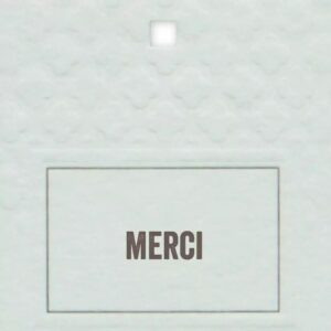 Cartes de voeux Como Merci sur coton 70x70mm pour fleuristes et compositions florales