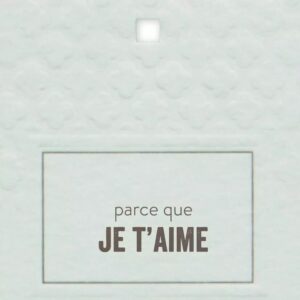 Carte de voeux Como Parce que je t'aime imprimée sur coton format carré 70x70mm pour fleuristes