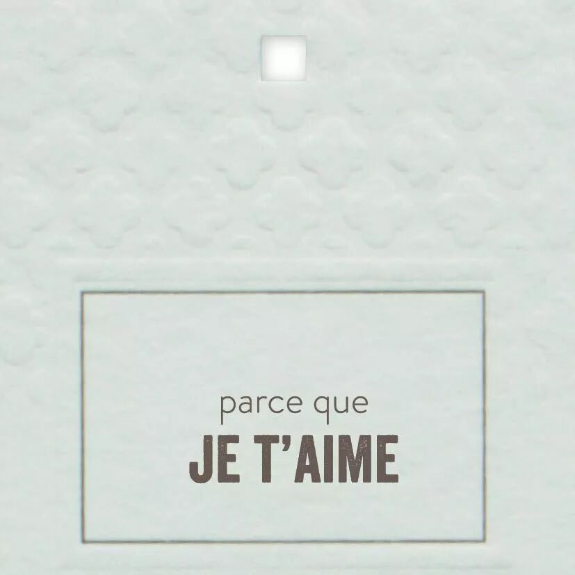 Carte de voeux Como Parce que je t'aime imprimée sur coton format carré 70x70mm JESO CARDS pour fleuristes