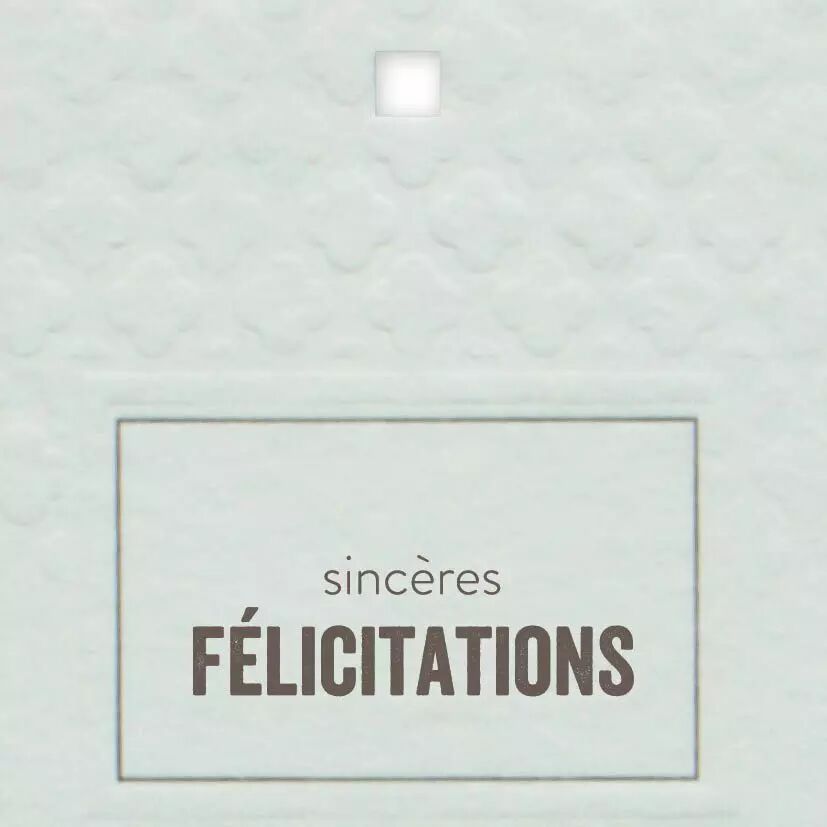 Cartes de voeux Como Sincères Félicitations 70x70mm sur coton pour fleuristes