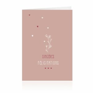 Cartes de voeux grand format Sincères Félicitations avec enveloppe kraft pour fleuristes JESO CARDS