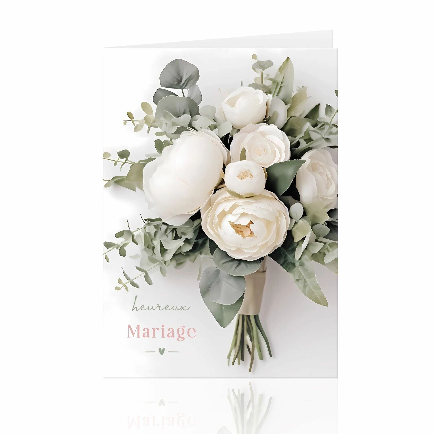 Cartes de voeux grand format Heureux Mariage avec enveloppes kraft pour fleuriste et compositions florales de mariage