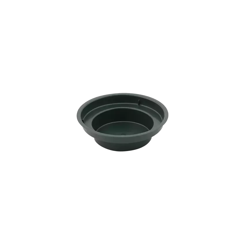 Soucoupe plastique verte diamètre 12 cm pour centre de table floral professionnel